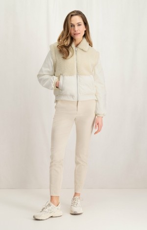 YAYA Basic chino with straight leg, side pockets and zip fly Hosen Damen Weiß | FILDNEA-09
