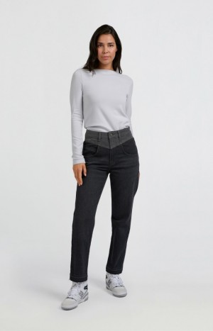 YAYA Boat neck top with long sleeves and fitted fit Oberteile Damen Blau | PCFRHWB-37