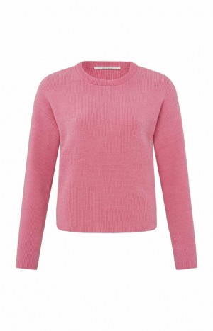 YAYA Chenille with crewneck and long sleeves Pullover Damen Rosa | HLDZVTJ-61