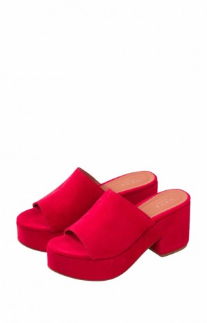 YAYA Chunky mule made from suede Sandals Damen Orange | HTVWYCB-40