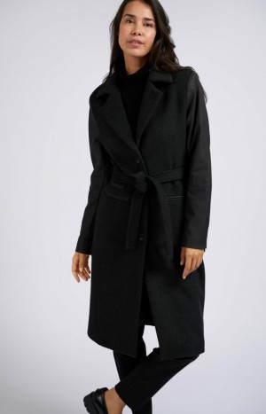 YAYA Coats with collar, long sleeves with zipper detail and belt Mäntel Damen Weiß | QXPLMFV-61