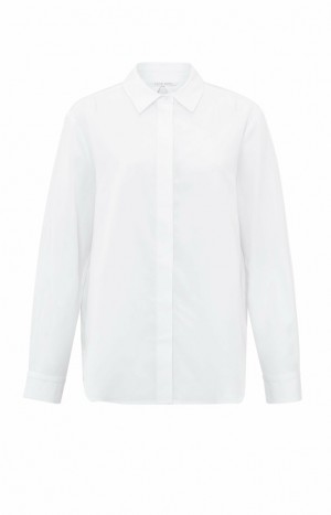 YAYA Modern white with long sleeves and a classic collar Bluse Damen Weiß | SRXFWAL-27