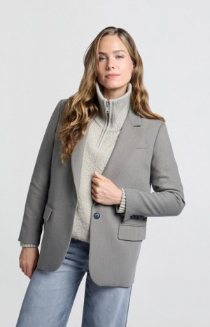 YAYA Oversized long sleeve pockets and single button Jacken Damen Braun | XFUPCYO-98