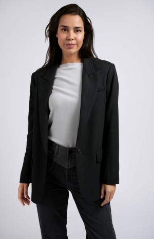 YAYA Oversized long sleeve pockets and single button Jacken Damen Weiß | ZAVIFTN-31