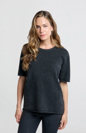 YAYA Oversized shirt with short sleeves, round neck and loose fit Pullover Damen Weiß | RDVQISF-31