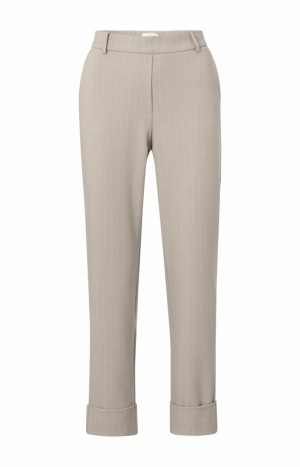 YAYA Pants with pinstripes, elastic waist and pockets Hosen Damen Grau | KDMQCGT-98