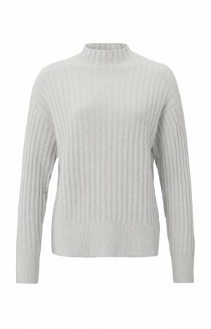 YAYA Ribbed turtleneck with long sleeves in loose fit Pullover Damen Grau | MGLZQJD-10