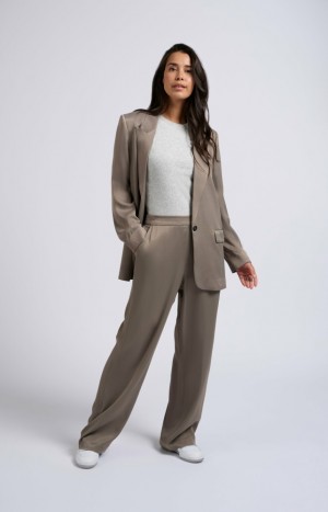 YAYA Satin chest and flap pockets and button closure Blazer Damen Grau | NRCAKBD-58