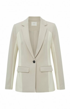 YAYA Scuba long sleeves and pockets in slim fit Blazer Damen Beige | ZTBMSDW-05