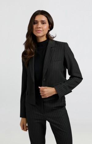 YAYA Short pinstripes, long sleeves and pockets Jacken Damen Weiß | GCPZYIX-72