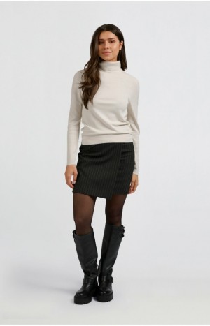 YAYA Short pinstripes, wrap and a zipper closure Röcke Damen Weiß | MGAOTNL-57