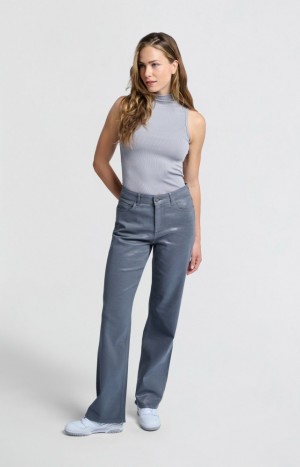 YAYA Sleeveless top with high collar and rib structure Oberteile Damen Grau | ZNQHUTO-83