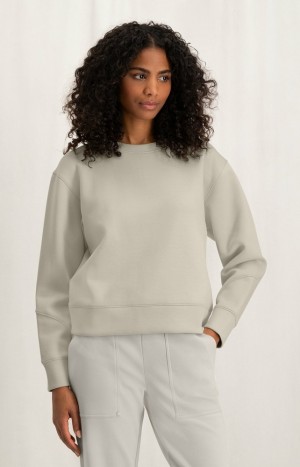 YAYA Sweatshirt with round neck, long sleeves and shaped seams Pullover Damen Beige | BNKSPRU-80
