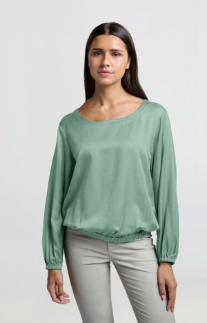 YAYA Top with long sleeves, regular fit and a round neck Oberteile Damen Grün | XQNSEAZ-91