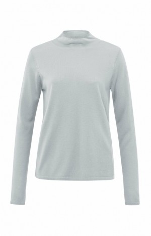 YAYA Turtleneck with long sleeves, a high neck, and slim fit Pullover Damen Grau | WRVDZSM-09