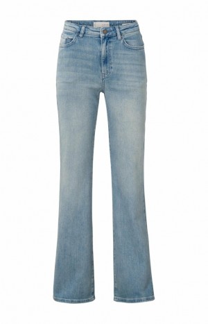YAYA Wide leg loose denim with five pockets and zip fly Jeans Damen Weiß | KQDGVXT-58