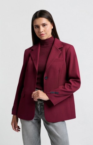 YAYA Woven pockets and button details on sleeves Blazer Damen Rot | OSTFAUM-64