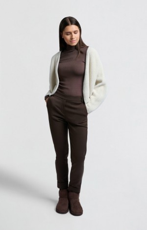 YAYA Woven straight legs and elastic waistband Hosen Damen Braun | GKJMRIZ-75