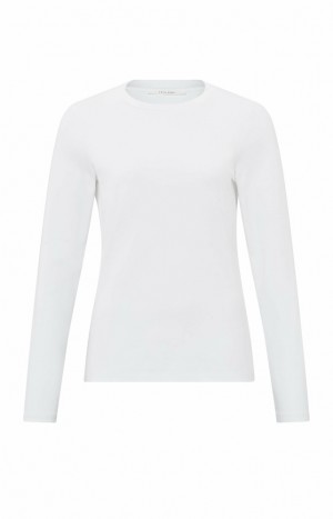 YAYA a round neck and long sleeves in regular fit T-shirts Damen Weiß | RONHEVK-86