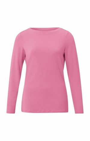 YAYA boatneck and long sleeves in regular fit T-shirts Damen Rosa | PATVSFC-68