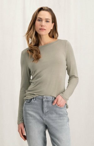 YAYA boatneck and long sleeves in regular fit T-shirts Damen Beige | ZBKSWGA-48