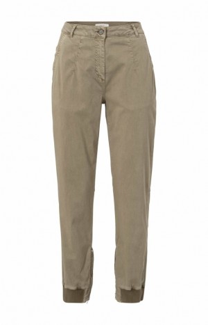 YAYA cargo pants with straight elastic legs and zippers Hosen Damen Braun | SBZCXEM-97