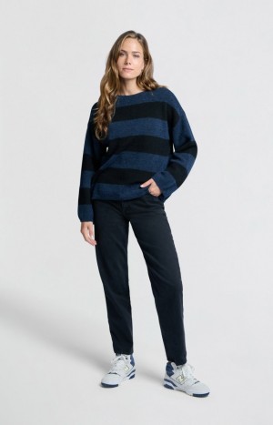 YAYA high waist, pockets and elastic waistband Jeans Damen Blau | PKZJLVX-95