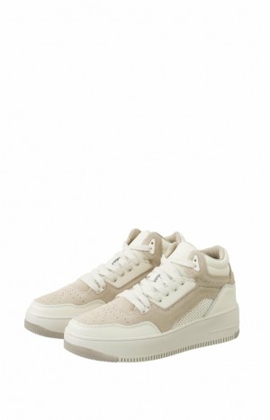 YAYA laces and cut out details Sneakers Damen Beige | ZOJQRCN-20