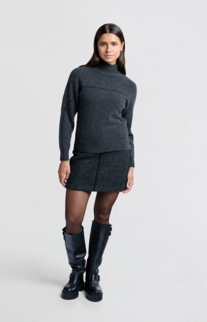 YAYA mini skirt in wool mix with seam detail Röcke Damen Weiß | JQBLDEM-41