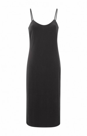 YAYA slip thin straps in jersey fabric Kleid Damen Dunkelgrau | TVWXDBP-62