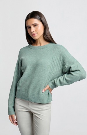 YAYA with round neck, long sleeves and rib detail Pullover Damen Grün | FXWOHEL-39
