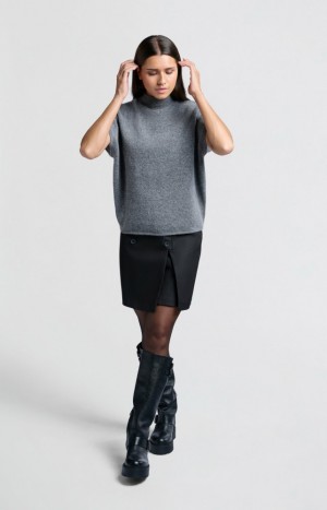 YAYA woven mini button details Röcke Damen Schwarz | NLIROYD-09